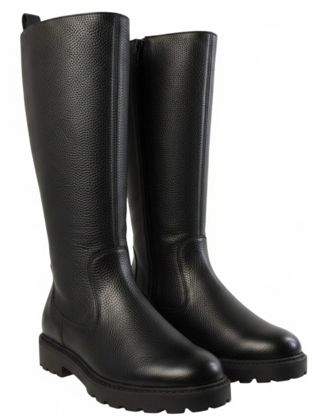 NEW BALLY Goran Fur Gusto Riding Boots Women' Size 6.5 Black Grained Leather